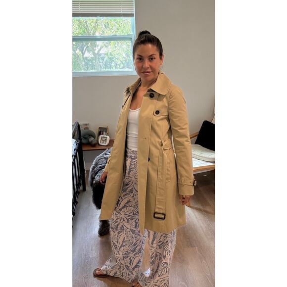 J Crew women's Tan Classic Double Breasted Trench Coat w Belt Size XS - Picture 9 of 12